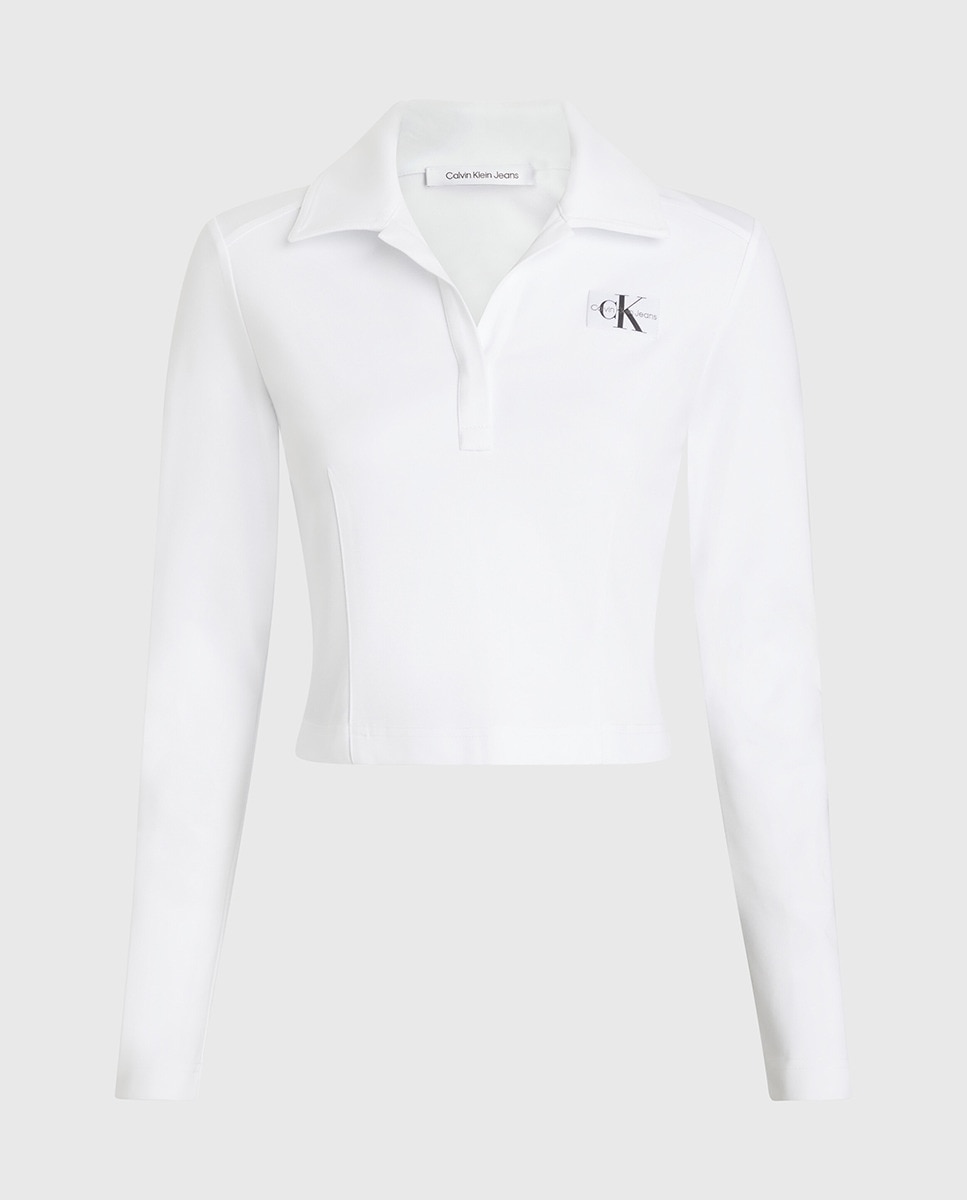 Camisola Slim de Manga Comprida em Malha Milano Branco-4