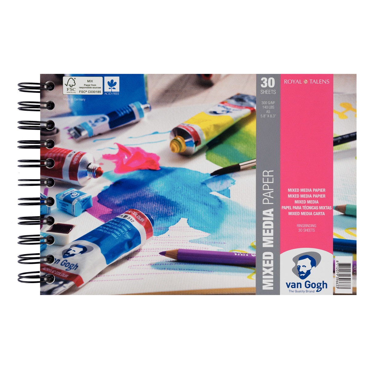 Imagem 0 de Bloco de Desenho Técnica Mixta com Espiral 30 Folhas Van Gogh Multicolor
