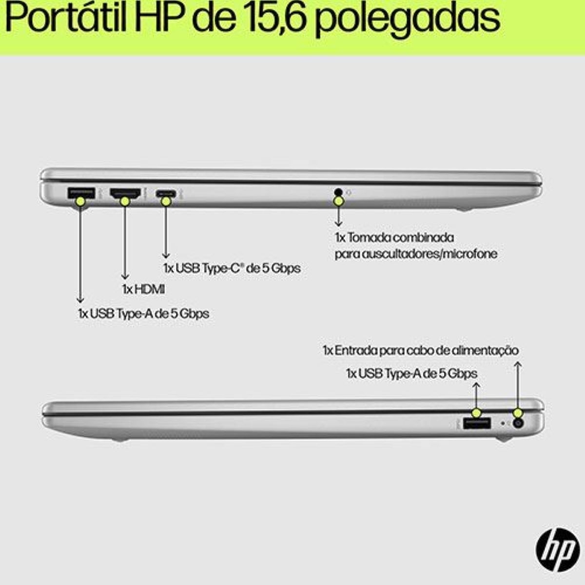 Computador Portátil HP 15-fd0001np ,15,6'' , i3-N305 , RAM 8 GB, 256 GB , Windows 11 Home - Prateado 3