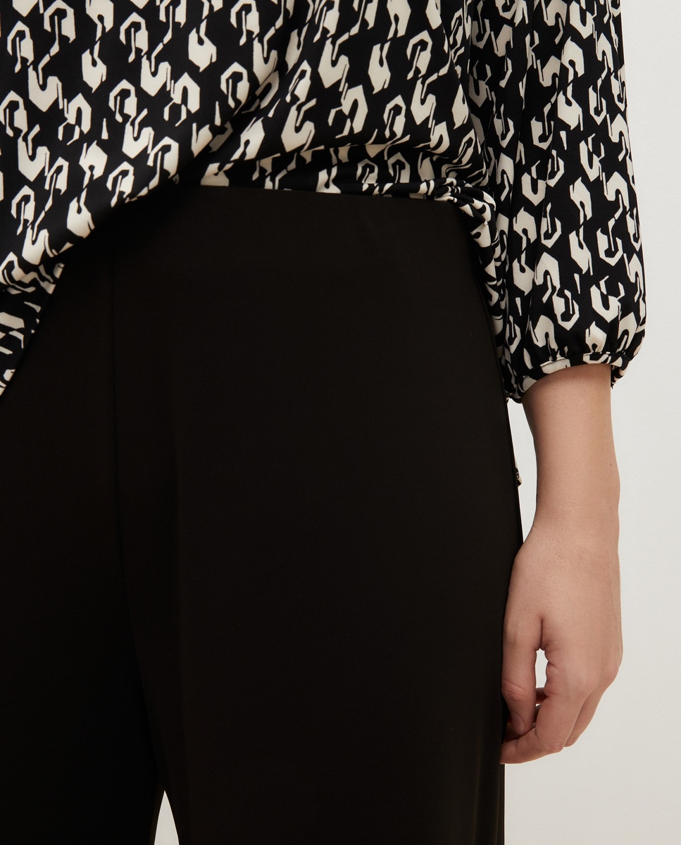 Calças de malha fluidas Preto-6