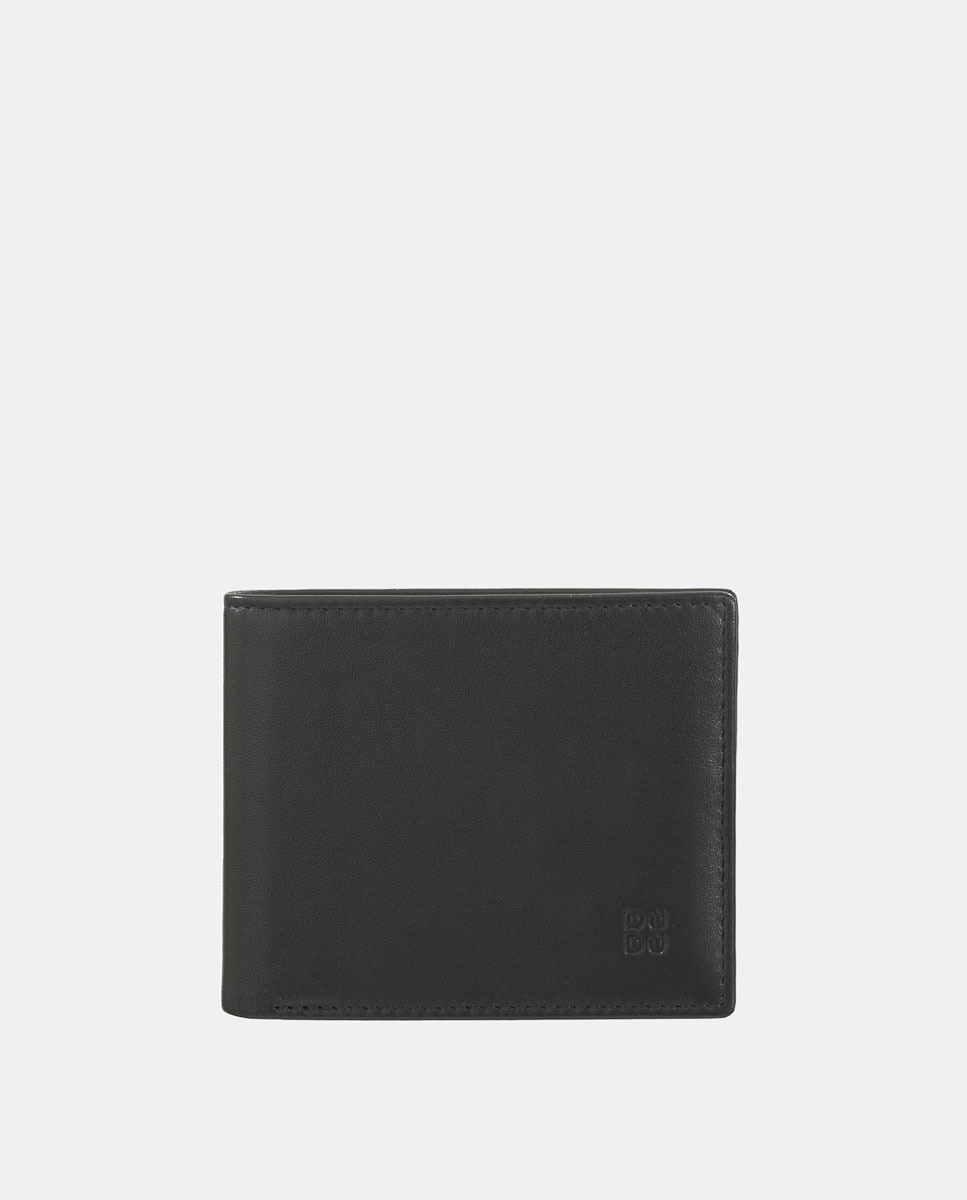 Carteira Horizontal com Porta-Moedas e em Pele de Bezerro - Preto Preto-1