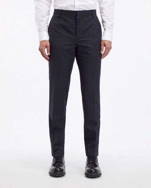 Imagen 0 de Pantalón de traje de hombre slim en color azul a cuadros