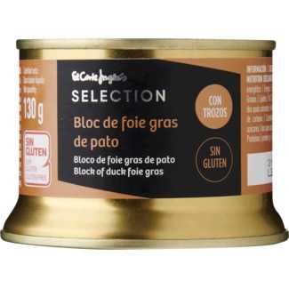 Bloco de Foie Gras de Pato com Pedaços sem Glúten lata 130 g - El Corte Inglés Selection