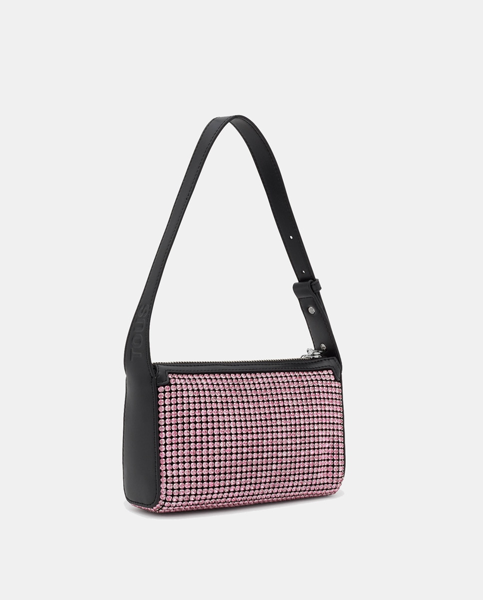 Mala de Festa com Strass e Fecho de Correr - Rosa Rosa-4