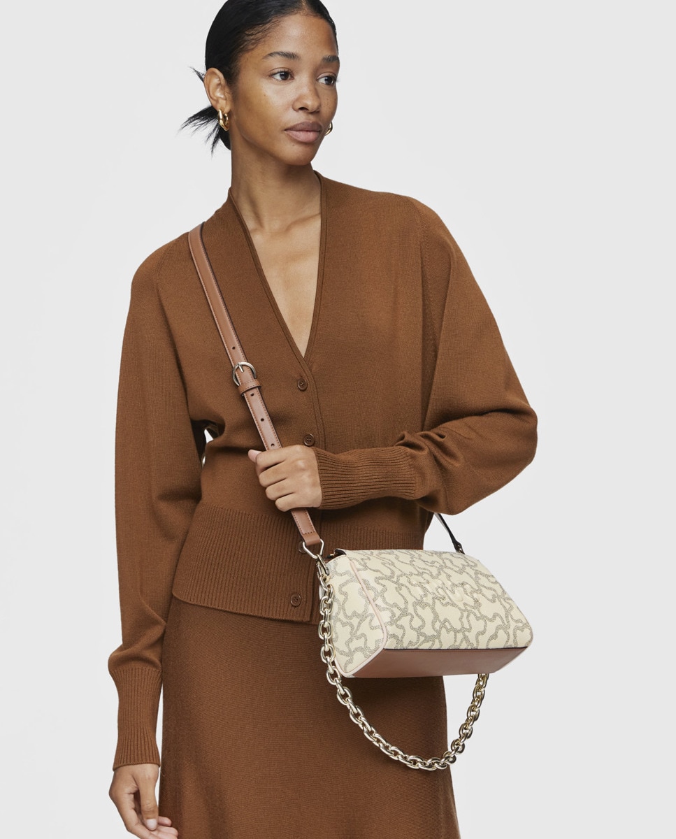 Mala de Ombro Kaos Icon com Estampado de Logótipos - Bege Bege-2