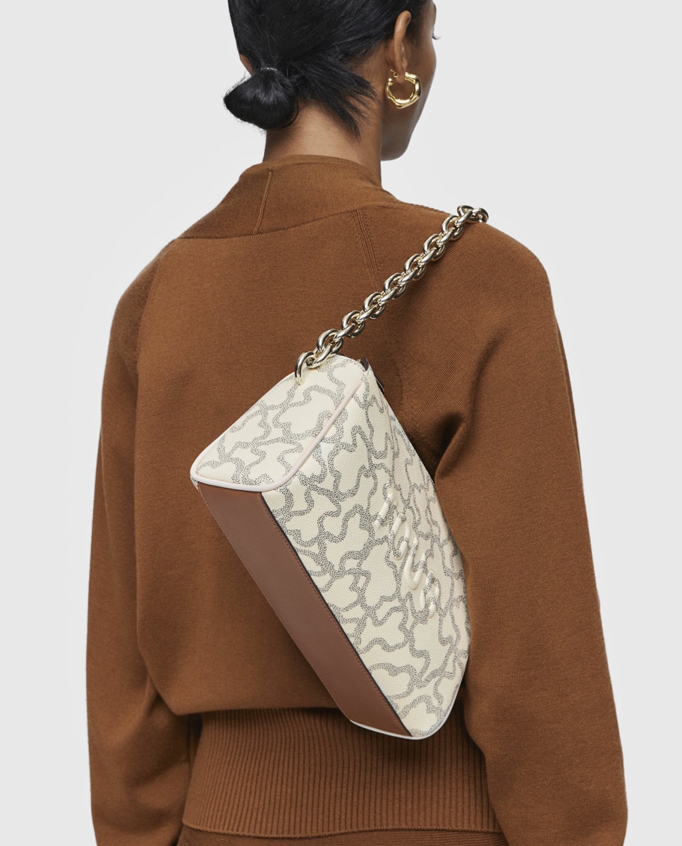 Mala de Ombro Kaos Icon com Estampado de Logótipos - Bege Bege-3