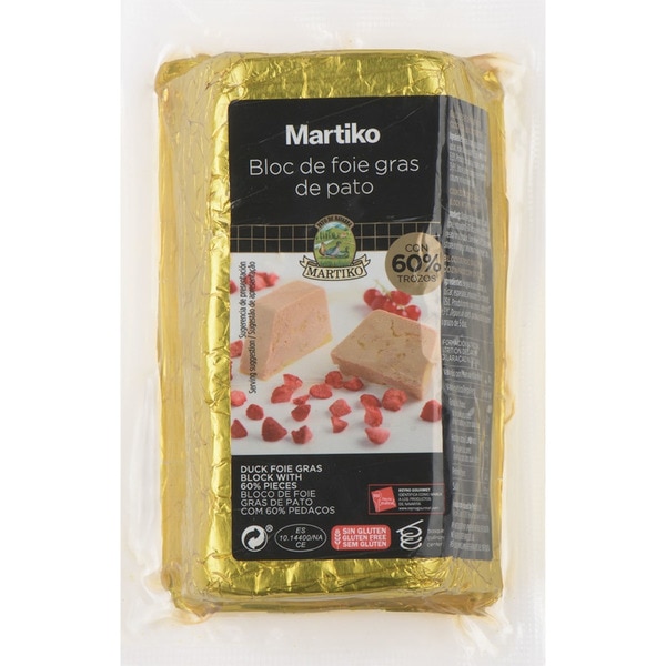 block of duck foie gras with 60% chunks gluten-free piece 550 g