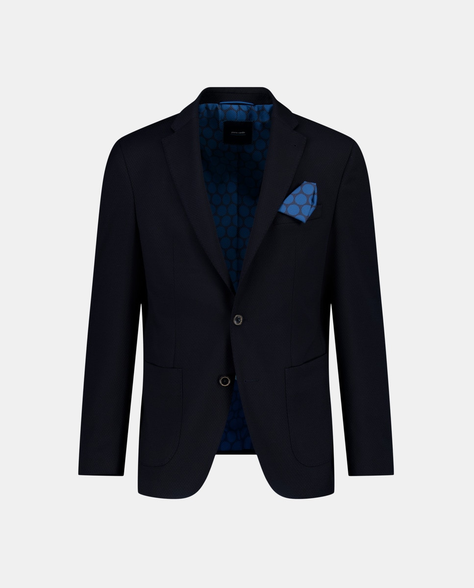 Blazer Clássico Regular Fit e com Estrutura Azul-marinho-4
