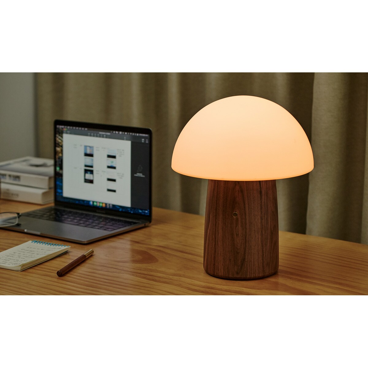 Candeeiro Alicia Cogumelo Desing Grande em Nogueira 5