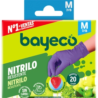 guantes de nitrilo resistentes morados talla M caja 20 unidades - Bayeco