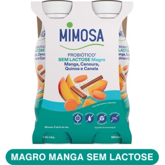 Iogurte Líquido Probiótico sem Lactose  Manga, Cenoura, Quinoa e Canela Pack 4 embalagem 151 ml - Mimosa