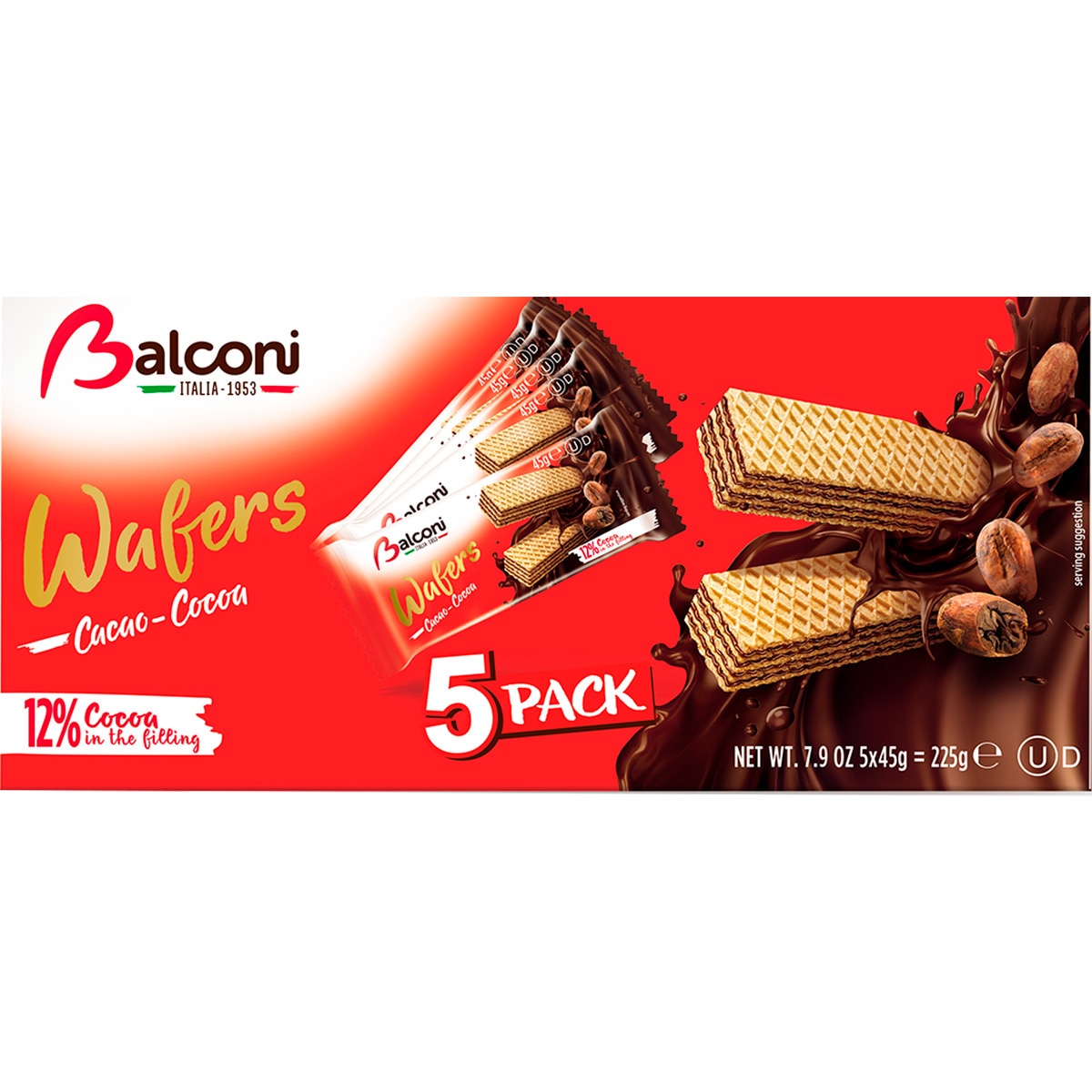 Bolachas Wafers de Chocolate Pack 5 unidades embalagem 225 g