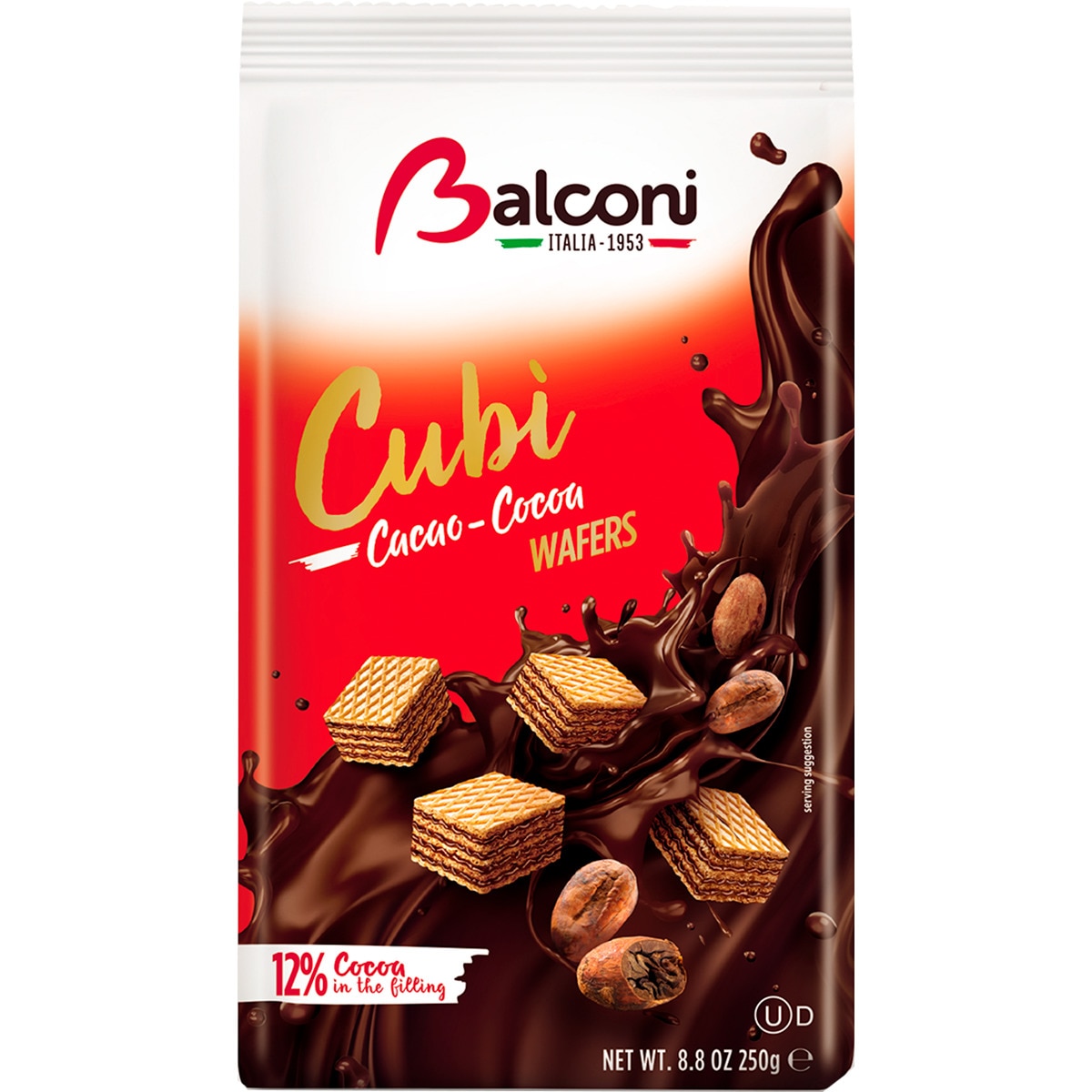 Bolachas Wafers de Chocolate aos Cubos embalagem 250 g