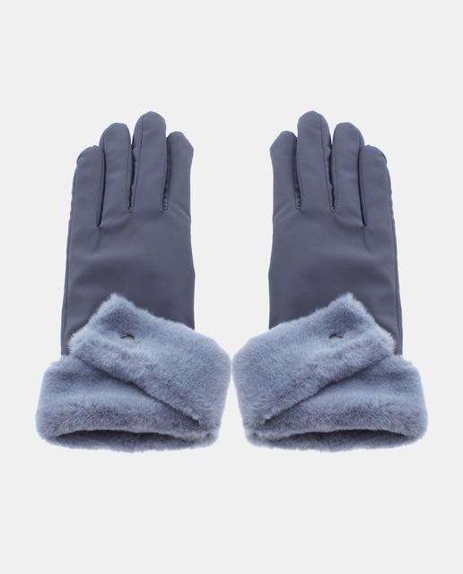 Imagem 0 de Luvas Lisas com Punho de Pelo - Cinzento