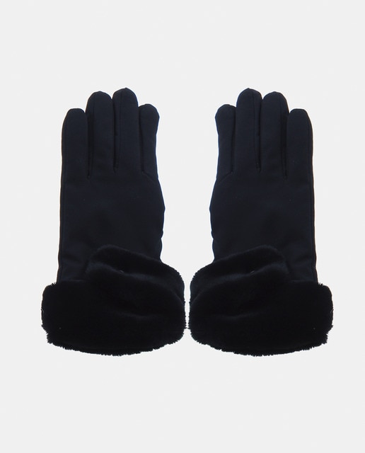 Imagen 0 de Guante liso en negro con puño tipo peluche