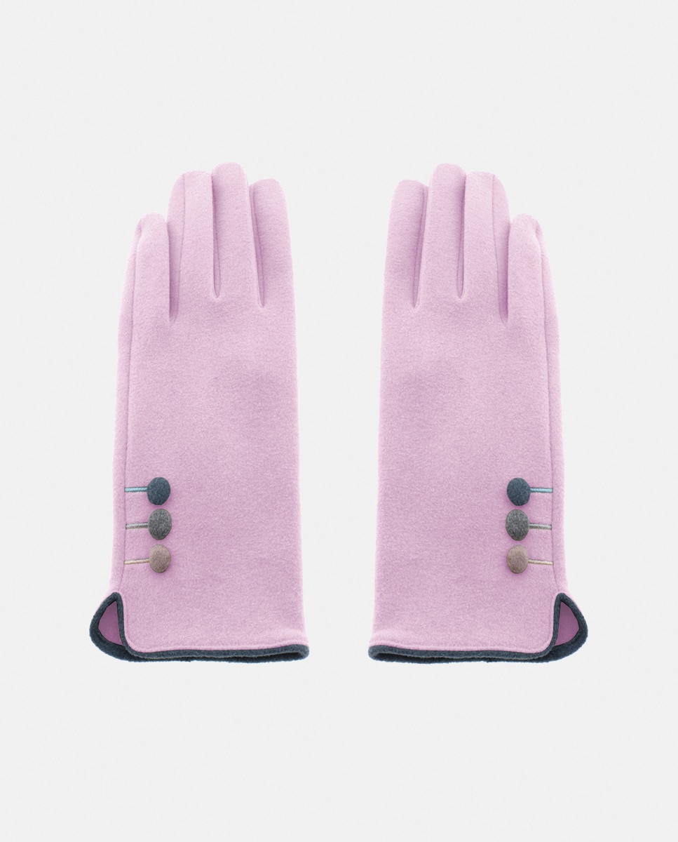 Luvas com Botões em Contraste - Rosa Rosa-1