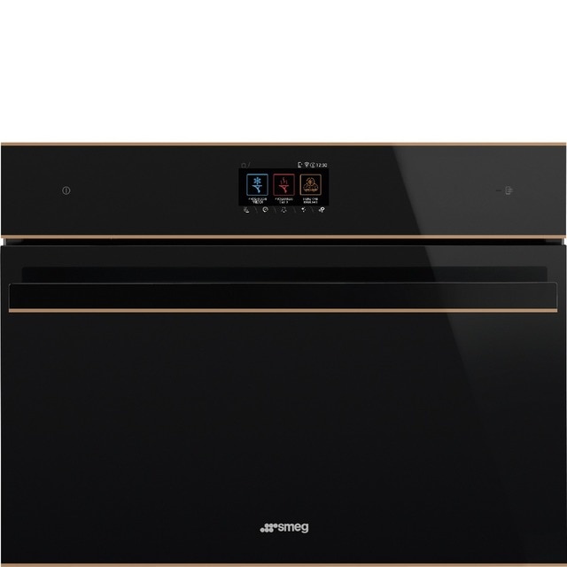 Imagem 0 de Abatedor de Temperatura Smeg Dolce Stil Novo SBC4604WNR Compacto de 45 cm - Preto e Perfis de Cobre