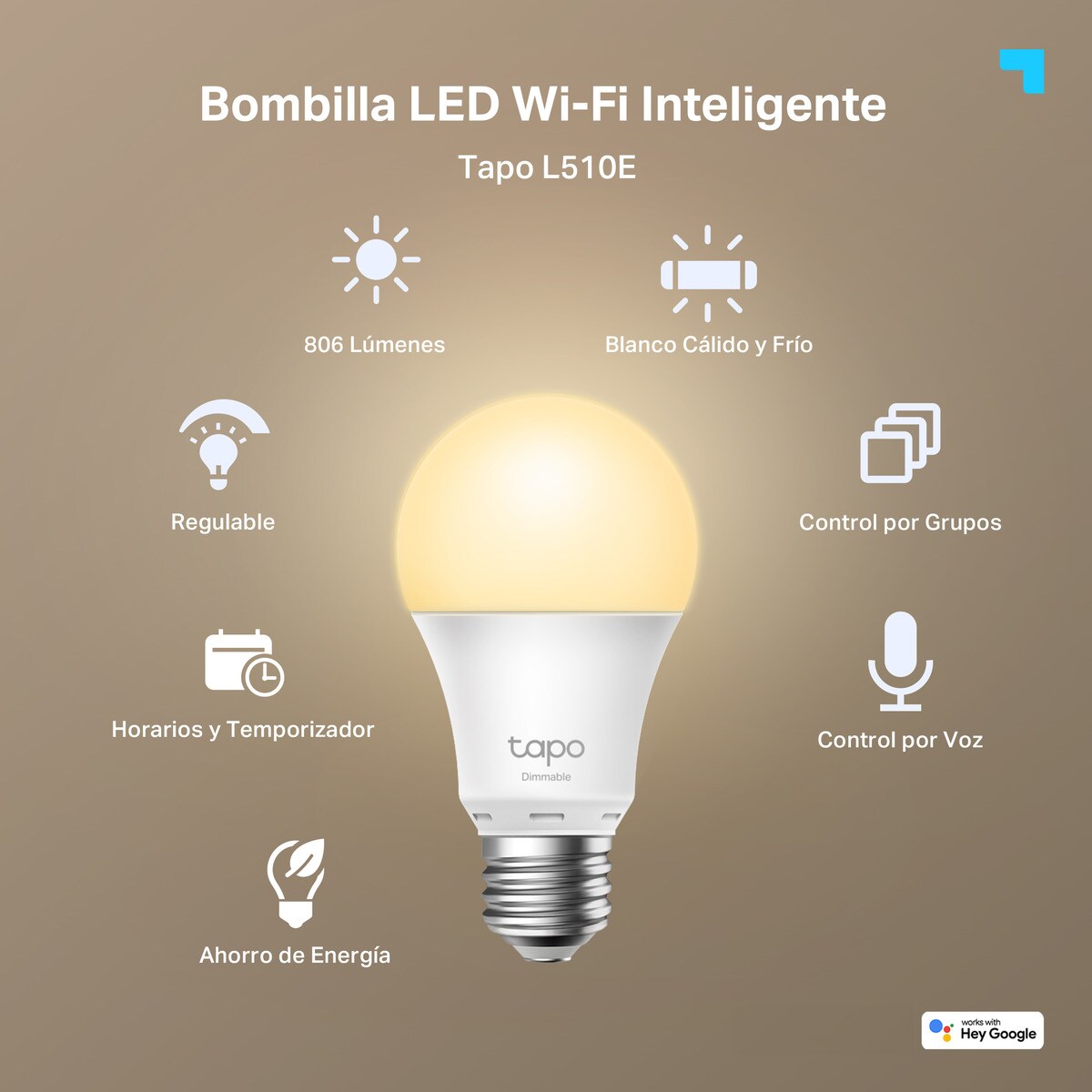 Lâmpada Inteligente TP-LINK Tapo L510E (E27 - Branco) Branco-9