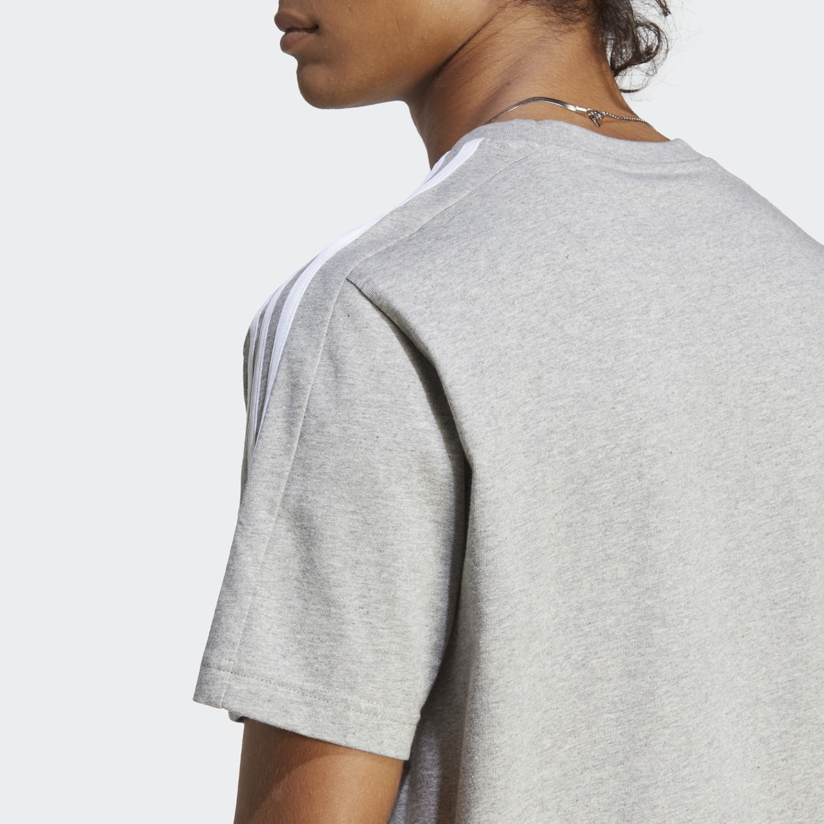T-shirt Essentials 3 faixas Cinzento / Branco-3