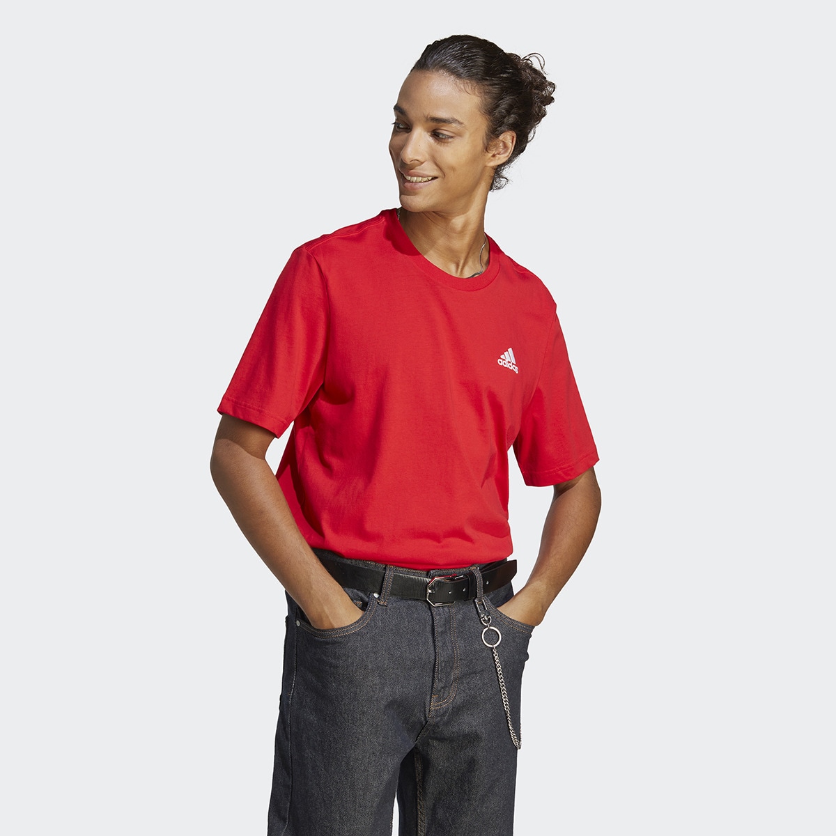 T-shirt de Homem Essentials Single Jersey Embroidered Small Logo Vermelho-5