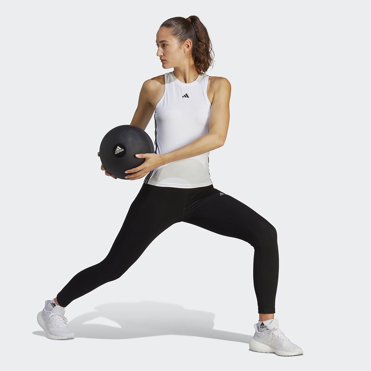 T-shirt de Mulher AEROREADY Train Essentials Regular 3 Faixas Branco / Preto-5