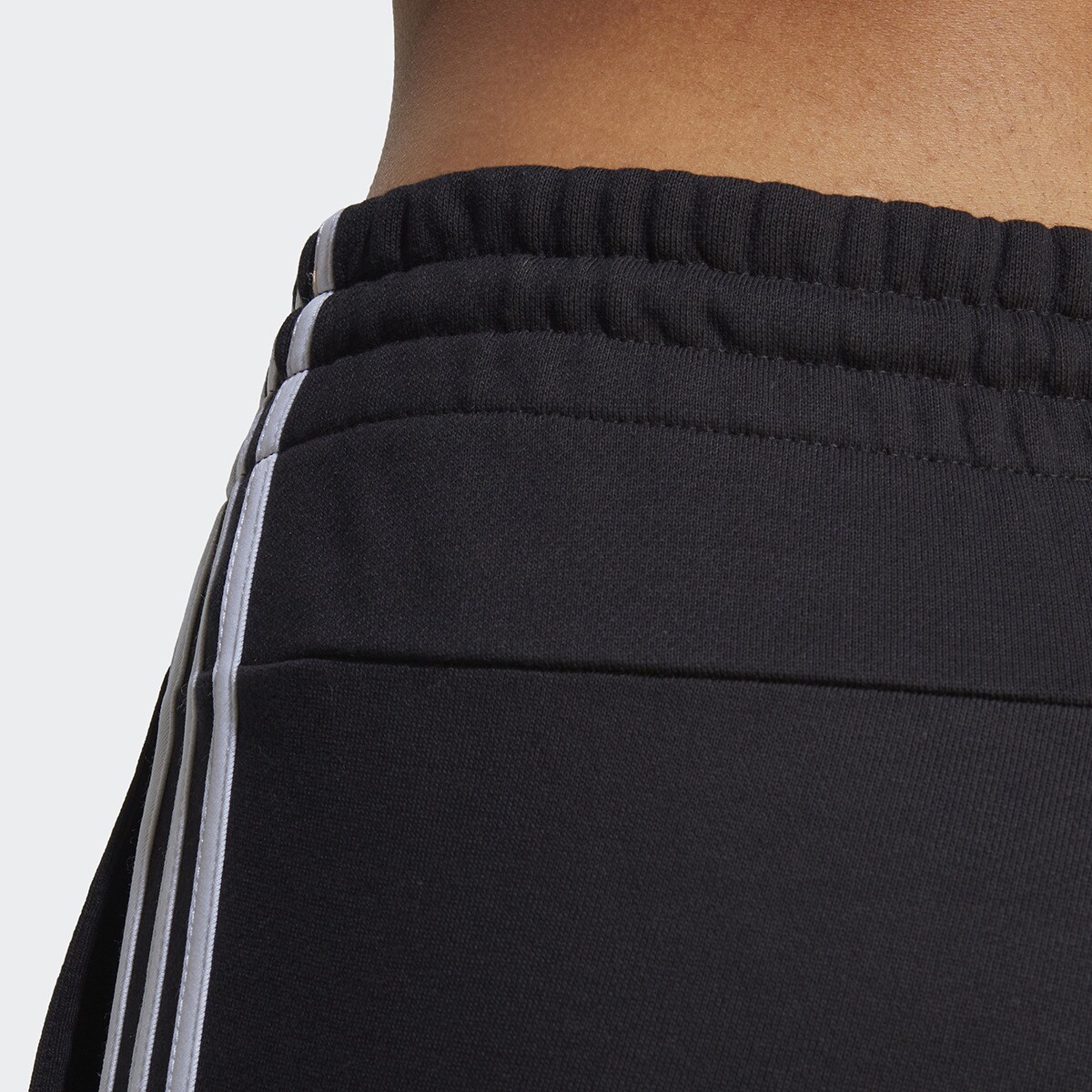 Calças de Mulher Essentials French Terry Cuffed 3 Faixas Preto / Branco-3