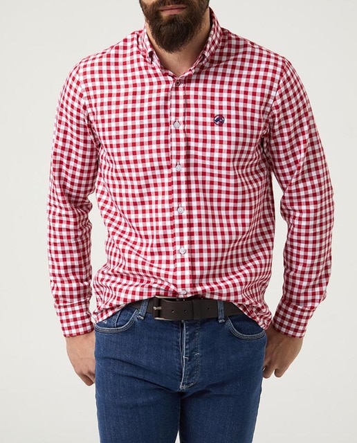 Imagen 0 de Camisa de hombre de rayas, de corte slim, con cuello botton down