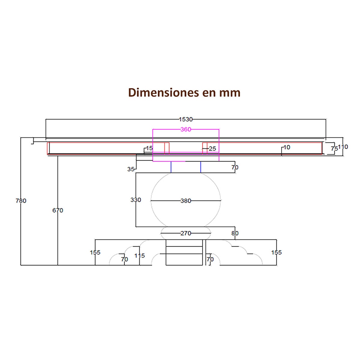 Mesa de Sala de Refeições Redonda de Manga Mundhra Nogueira-7