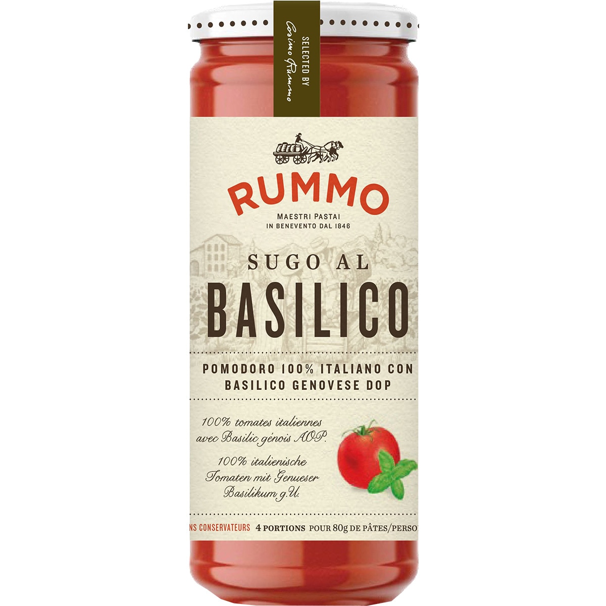 salsa de tomate con albahaca frasco 340 g
