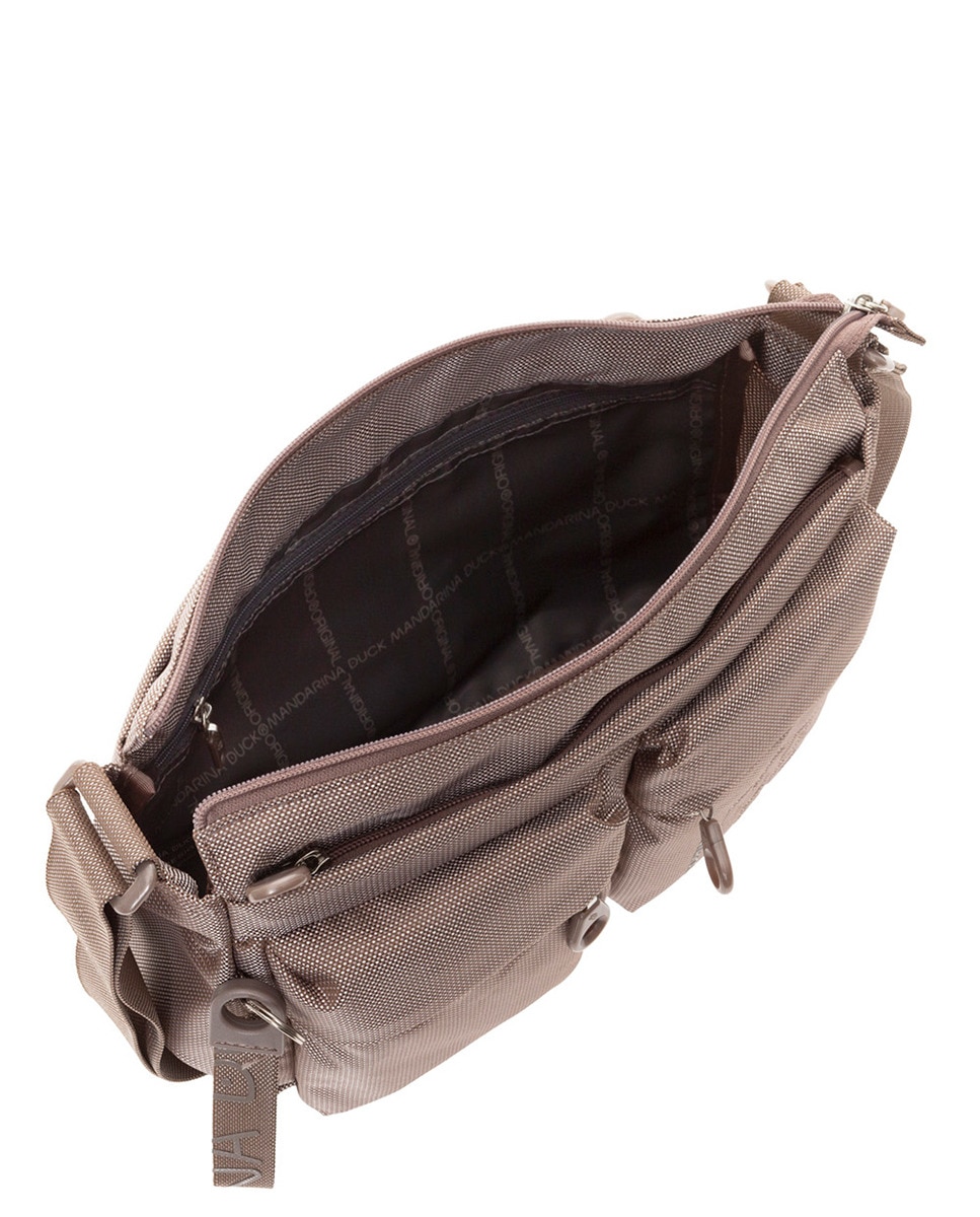 Mala a Tiracolo Média com Dois Bolsos - Castanho-Claro Castanho-claro-4