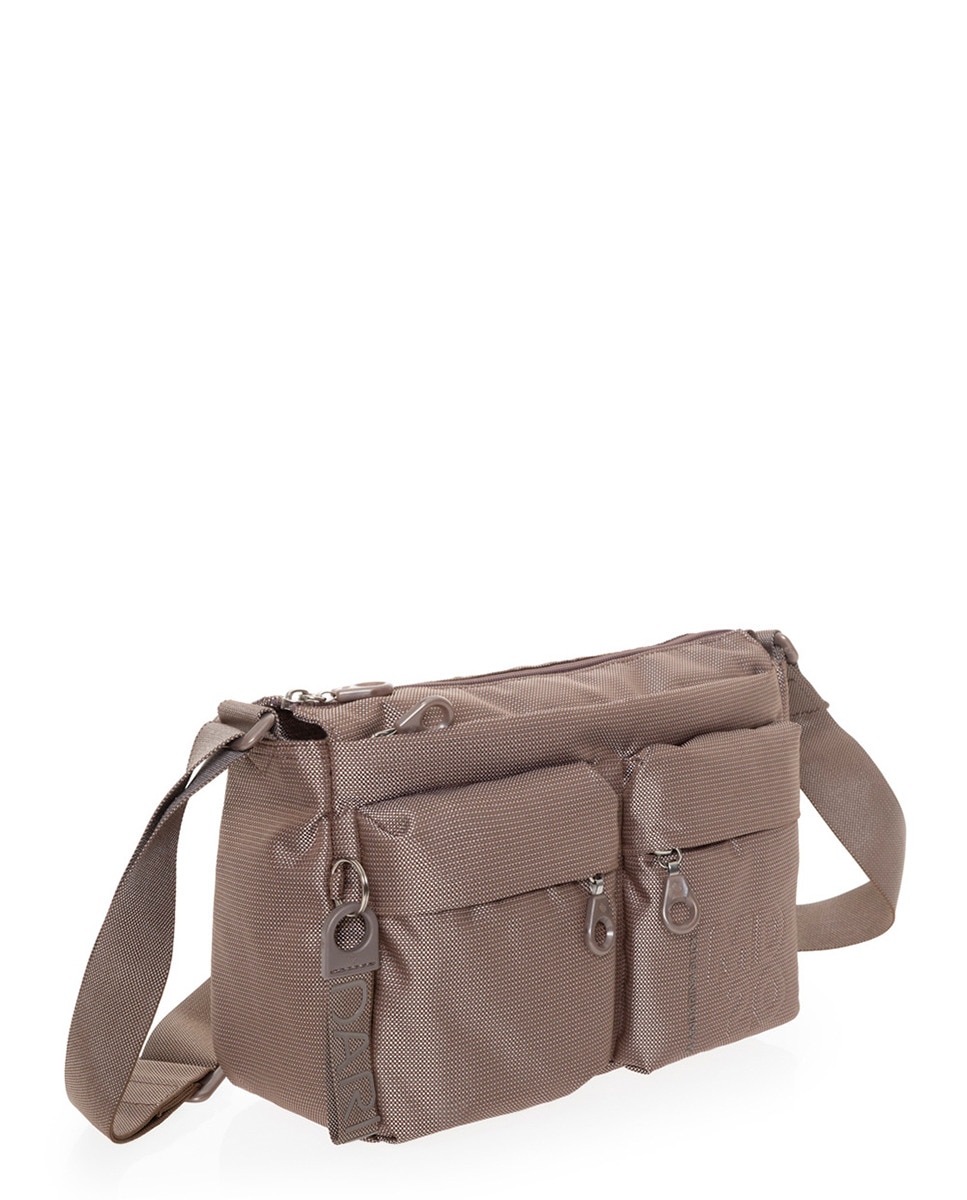 Mala a Tiracolo Média com Dois Bolsos - Castanho-Claro Castanho-claro-2