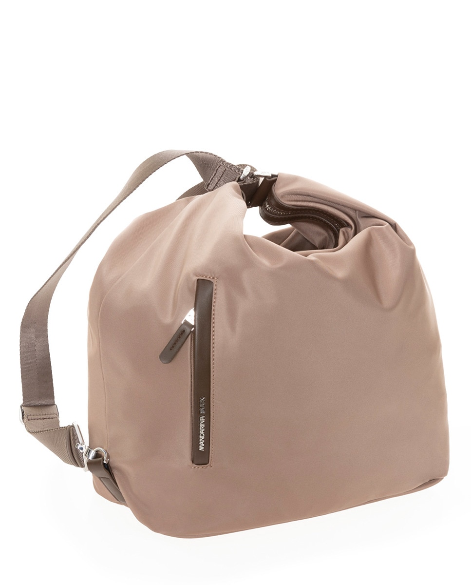 Mala hobo de nylon castanha conversível em mochila Castanho-3