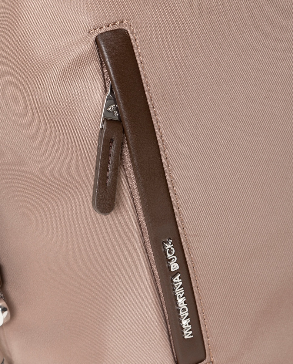 Mala hobo de nylon castanha conversível em mochila Castanho-5