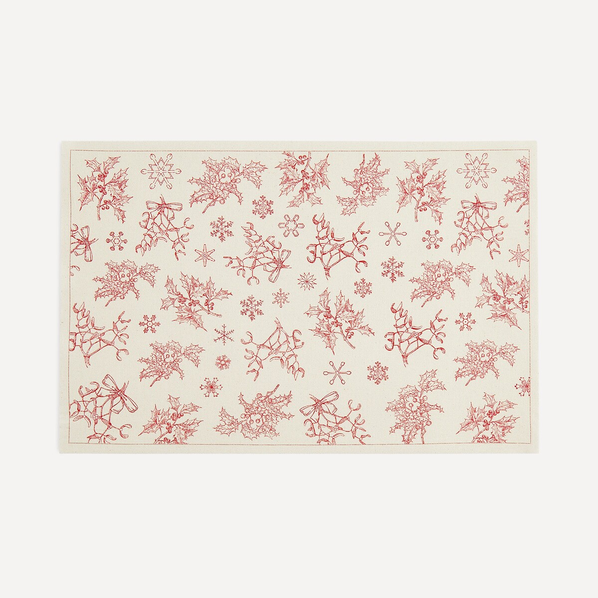 Pack de 6 Individuais de Algodão Classi Xmas Bege-3