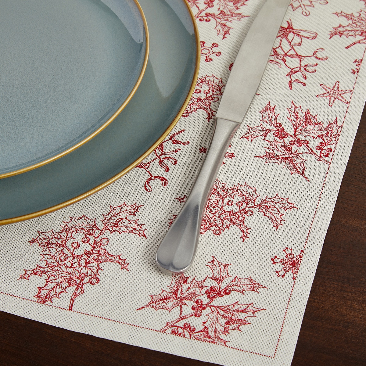 Pack de 6 Individuais de Algodão Classi Xmas Bege-2