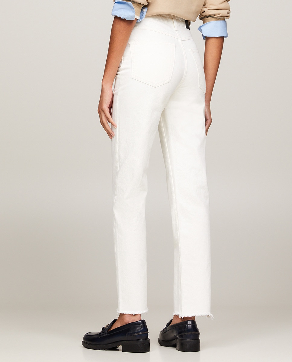 Jeans Classic Straight com Cintura Subida Branco-3