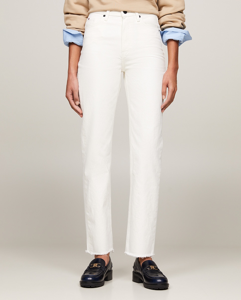 Jeans Classic Straight com Cintura Subida Branco-2