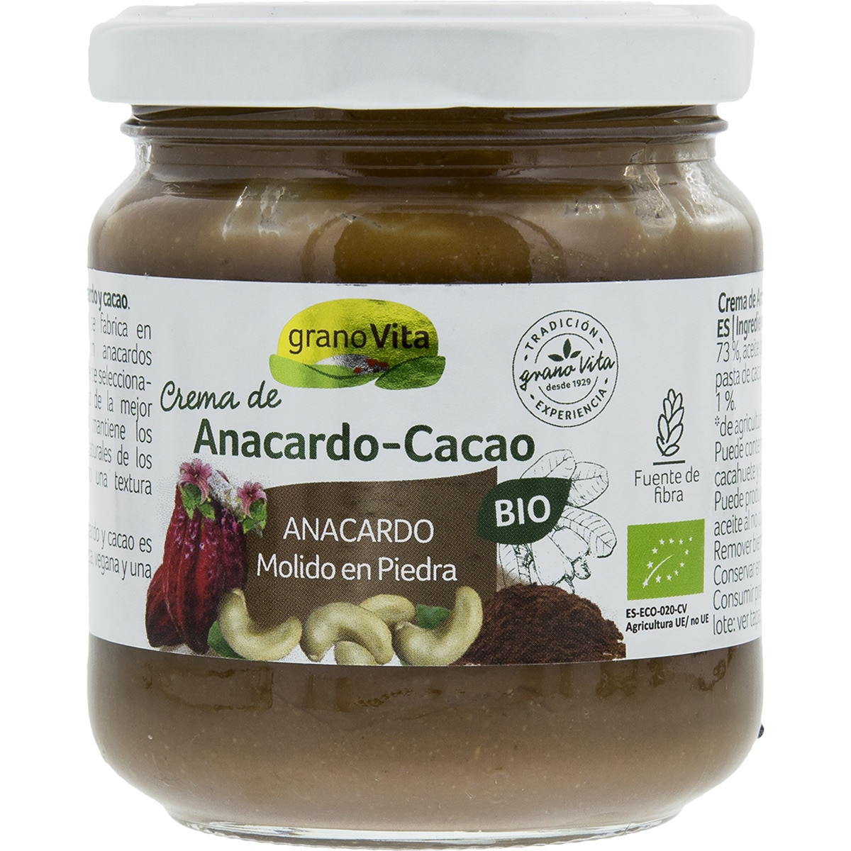 crema de anacardo y cacao ecológica tarro 175 g