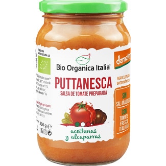 salsa Putanesca con aceitunas y alcaparras ecológica frasco 325 ml - Bio Organica Italia