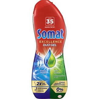 detergente lavavajillas gel Excellence Duo Gel anti-grasa botella 35 dosis - Somat
