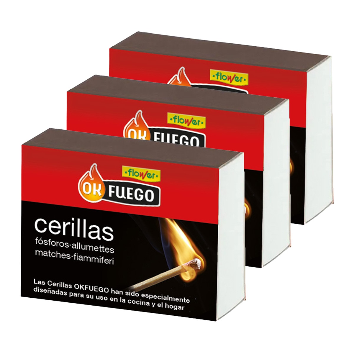 Caja de Cerillas de Cocina OKFUEGO - Pack 3 Uds 1