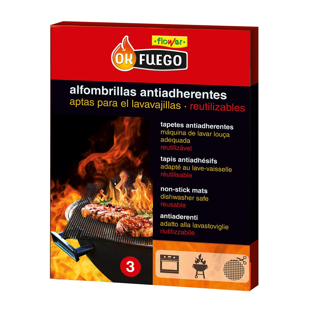 Malla de Rejilla Antiadherente para Barbacoas OKFUEGO 4 Uds 1