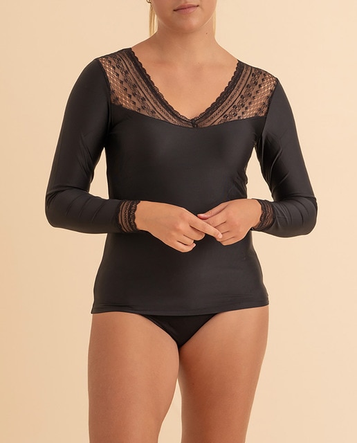 Imagen 0 de Camiseta microfibra con encaje, Claire.