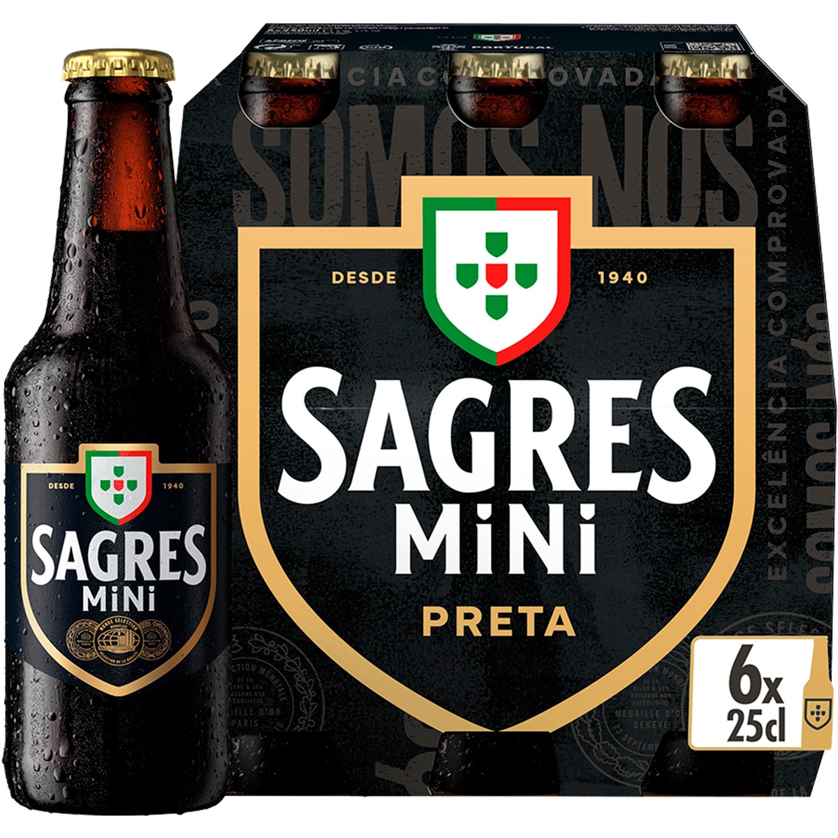 Cerveja Preta Mini Pack 6 unidades embalagem 25 cl