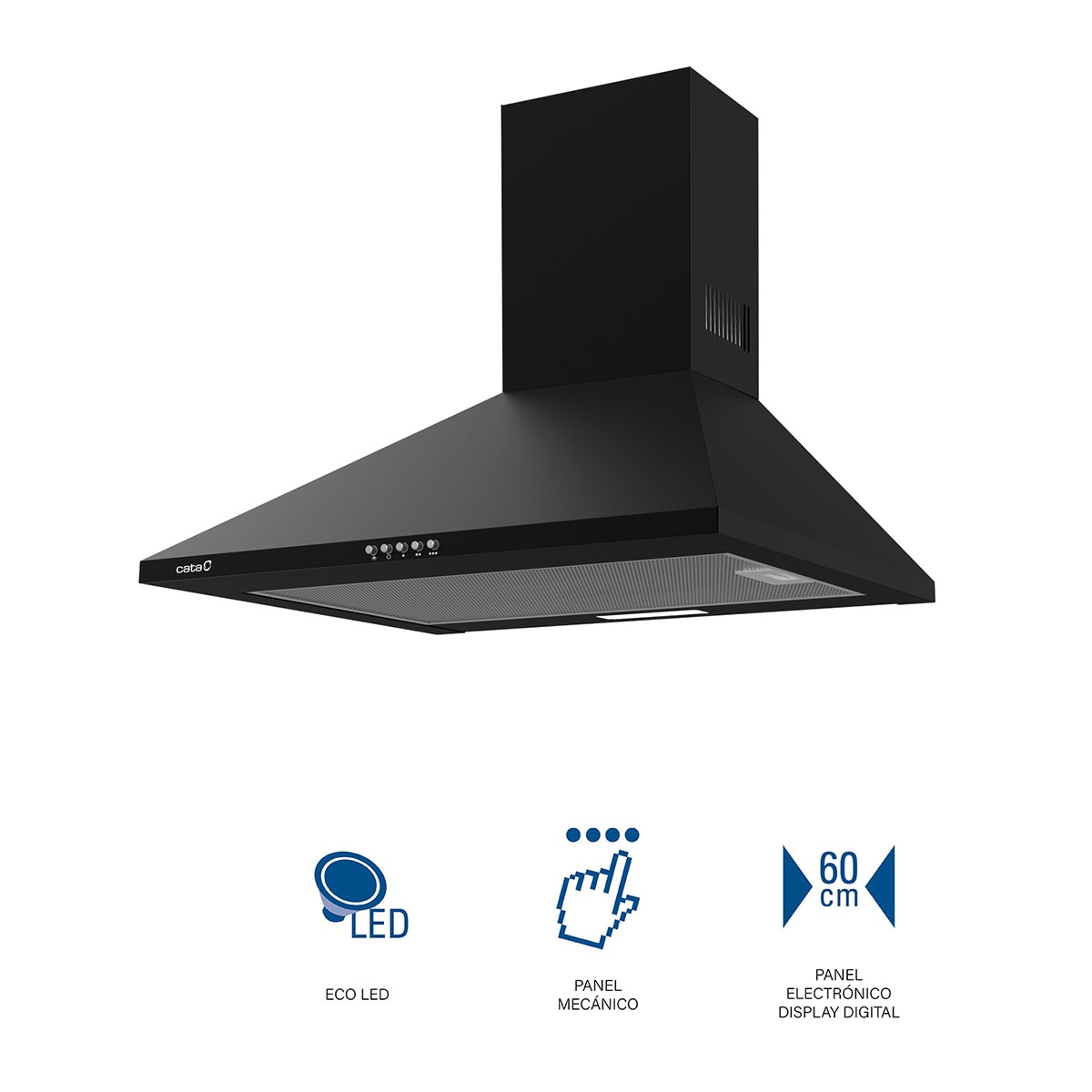 Campana decorativa Cata 3 niveles de extracción - OMEGA II 600 BK Negro-7
