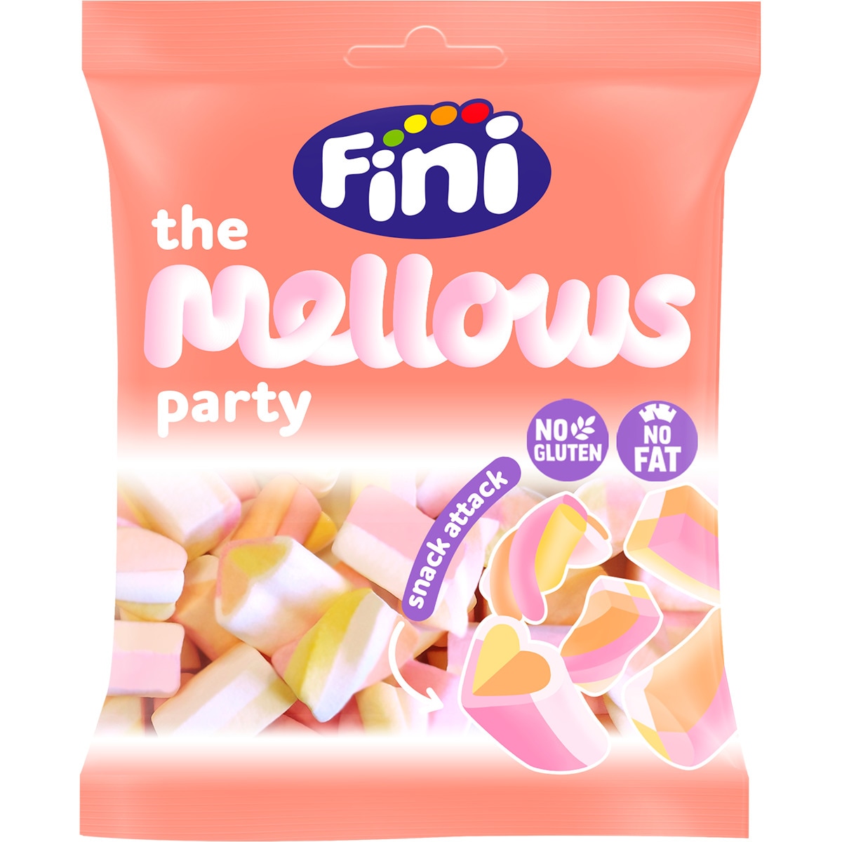 Gomas Party Mix Mellows sem Glúten embalagem 80 g