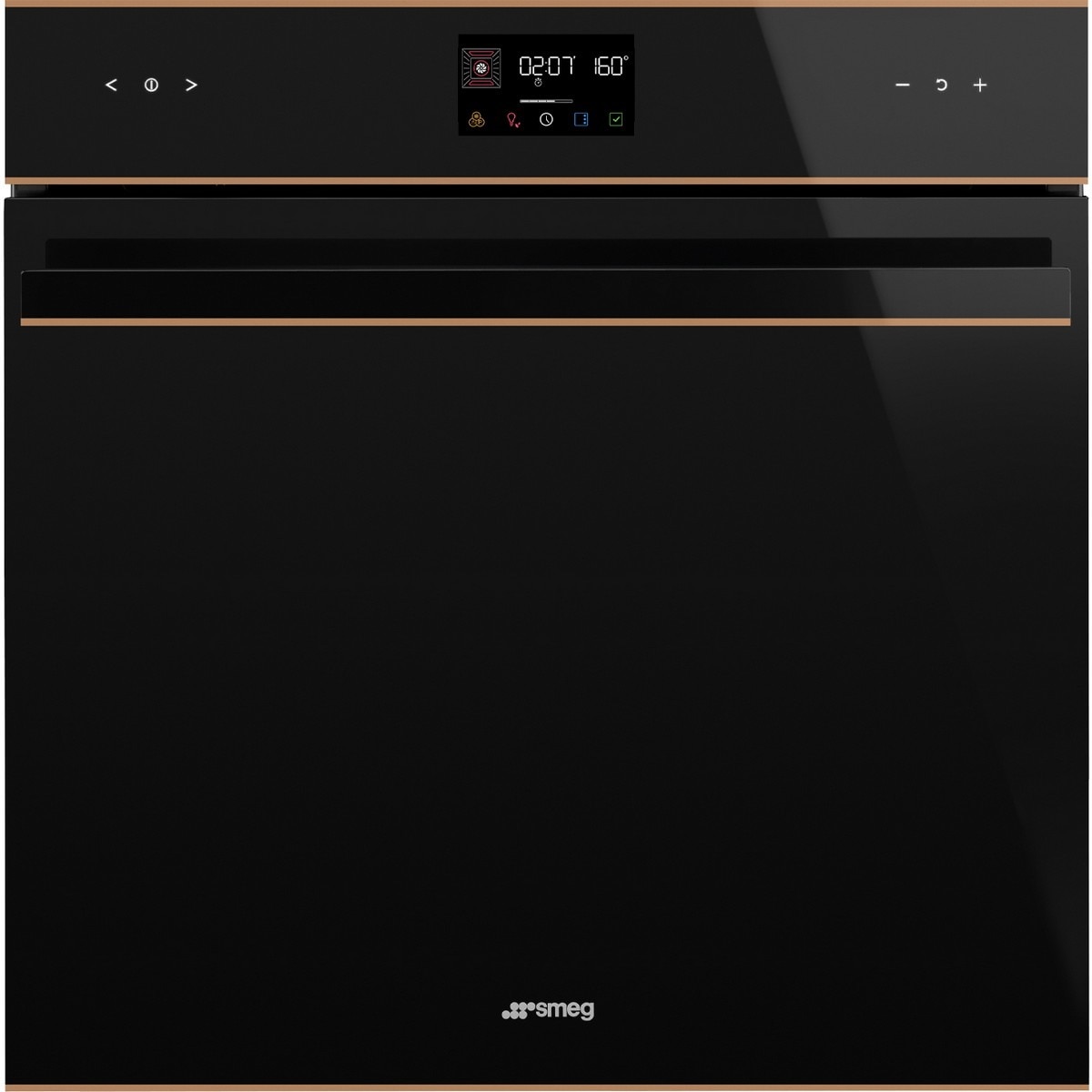 Imagem 0 de Forno Galileo Pirolítico Smeg Dolce Stil Novo SOP6602TNR Termoventilado de 68 Litros - Preto e Perfis de Cobre