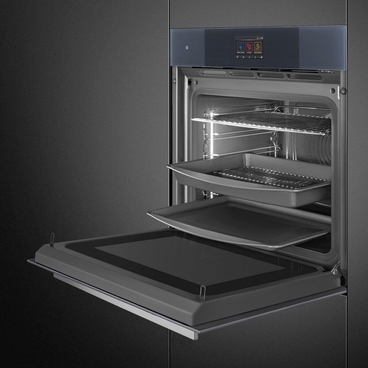 Forno Galileo Omnichef Multitech Smeg Linea SO6104APG Limpeza VaporClean de 68 Litros - Neptune Grey 4