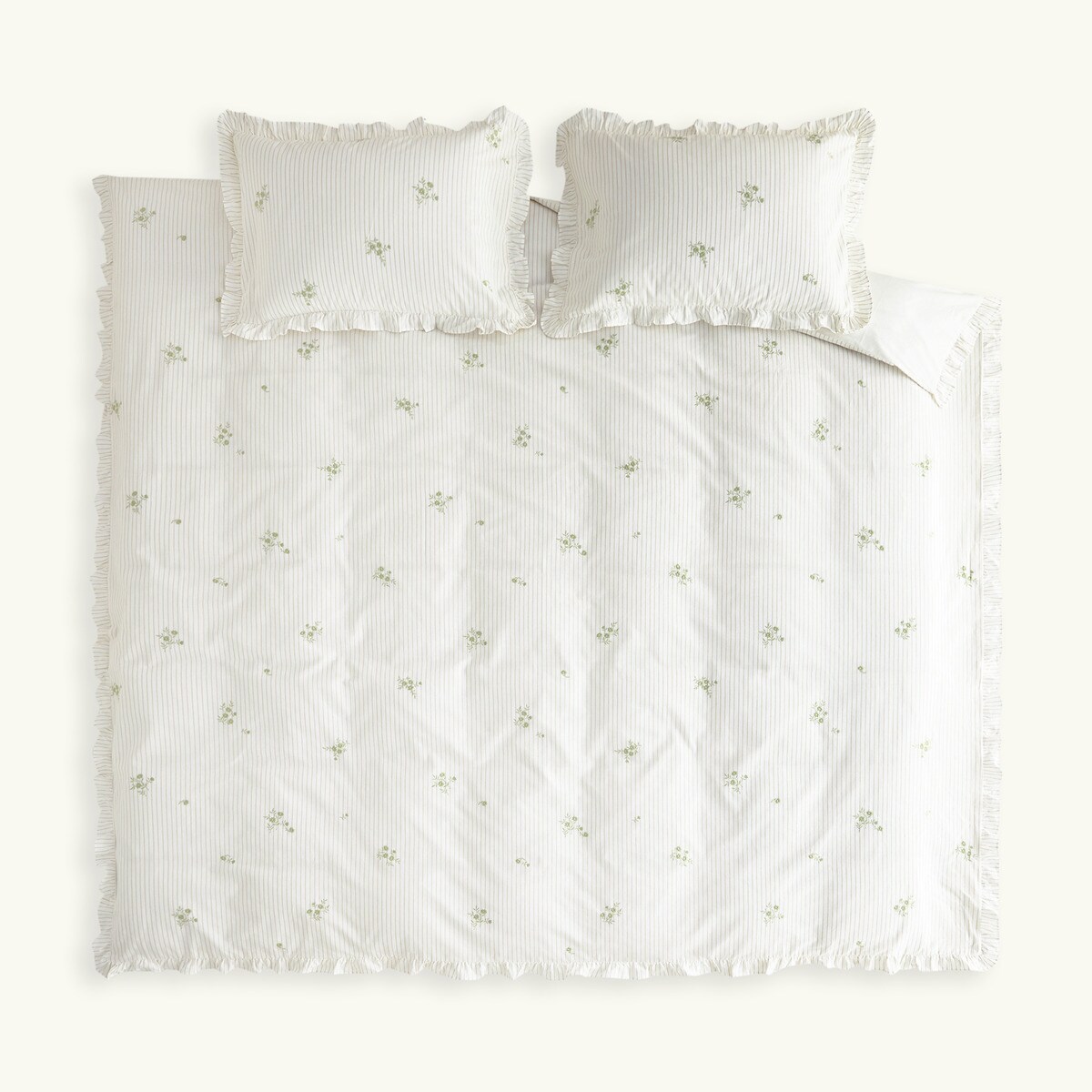 Jogo de Capa de Edredão de Algodão Zaire Verde-4