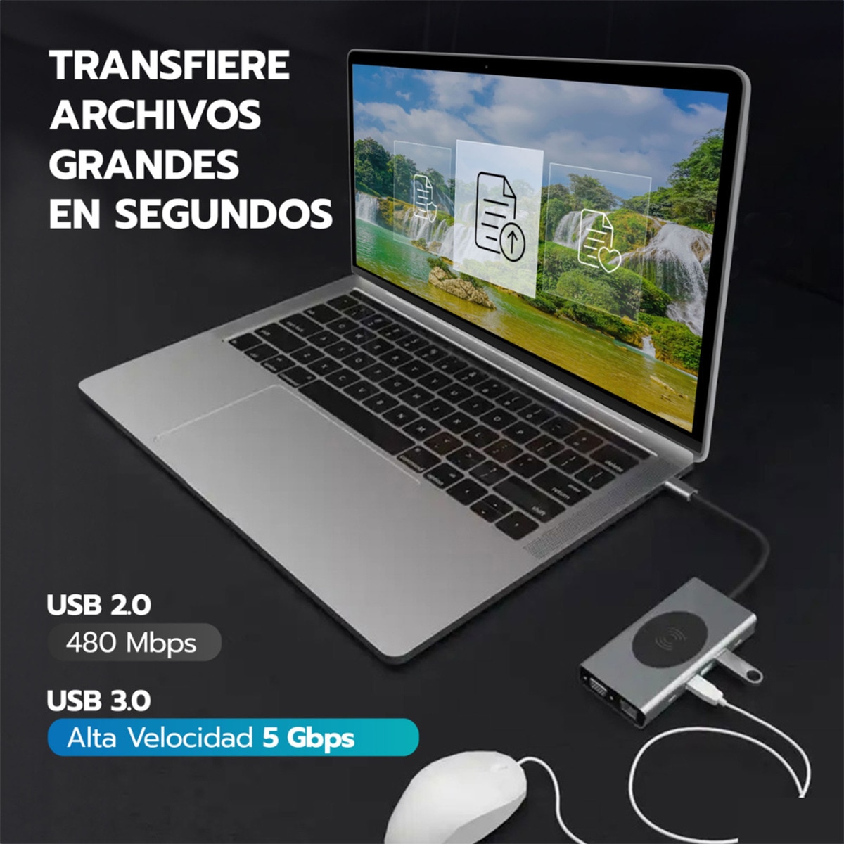 Hub Wireless Prolinx 13 en 1 USB C Gris metálico-4